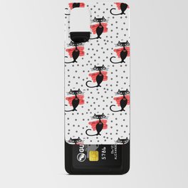 Mid Century Black Cat Pattern Retro Black And White Cat Pattern Android Card Case