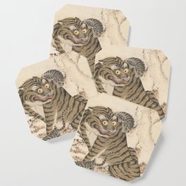 Tiger Family, Korean Art, 1800s Coaster