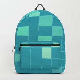 Retro Midcentury Art Warped Tiles Ocean Green Backpack