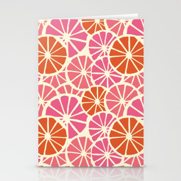 Pink Grapefruit Slices Pattern Stationery Cards