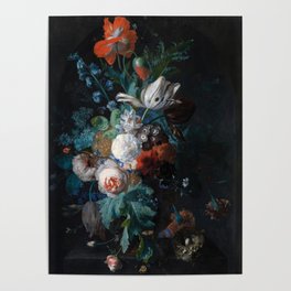 A Vase with Flowers, 1700-1749 by Jan van Huysum Poster