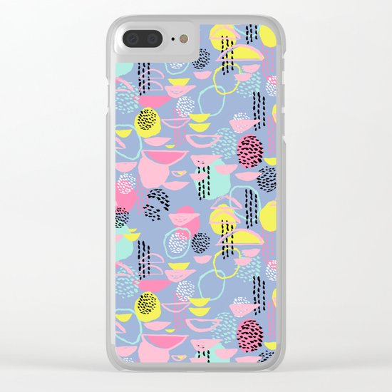 Abstract pattern nursery minimal pattern pink mint pastels and white abstract pattern design Clear iPhone Case