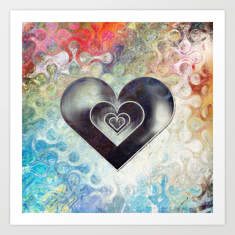 Abstract Colorful Heart Sketching Design Art Print By Artaddiction45 Society6