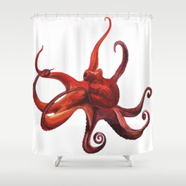 Red octopus Shower Curtain