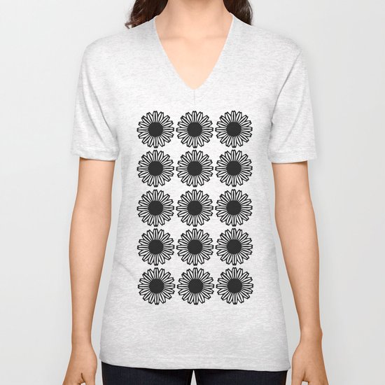 vintage flowers black Unisex V-Neck