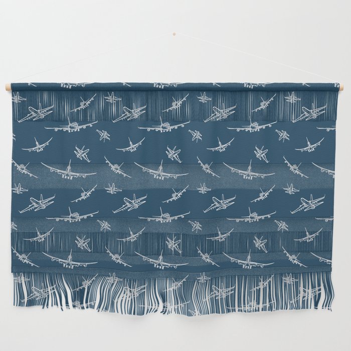 Airplanes on Navy Wall Hanging