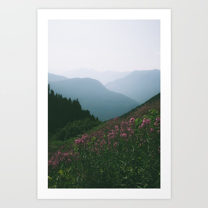 Mountains & Flowers Art Print