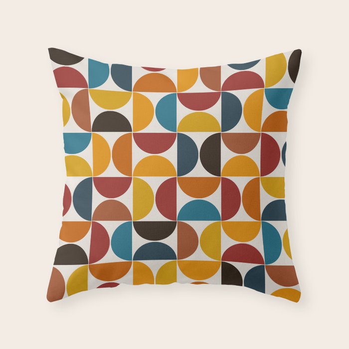 Colorful Fall Mid century modern geometric Throw Pillow by