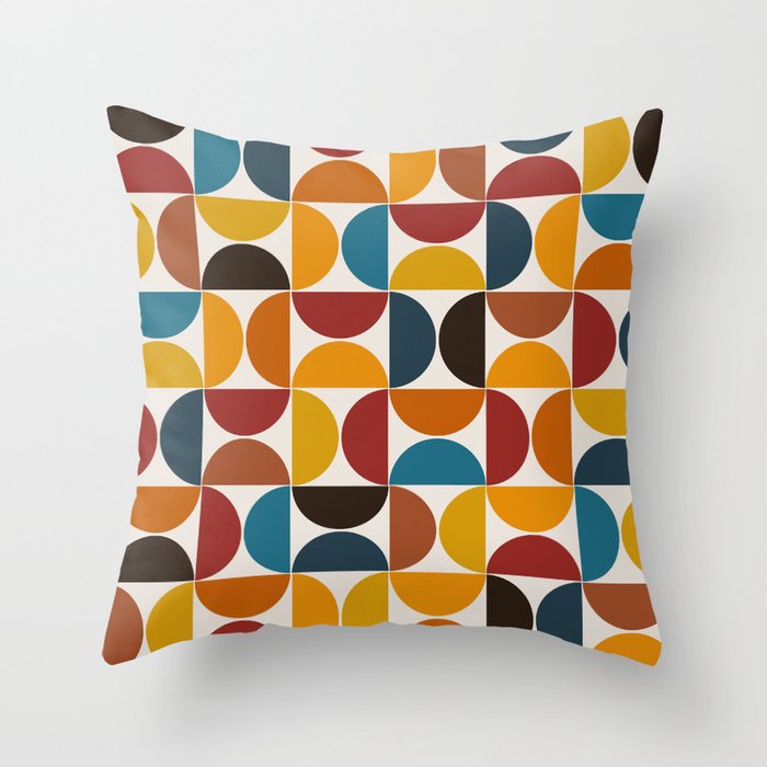 Colorful Fall Mid century modern geometric Throw Pillow