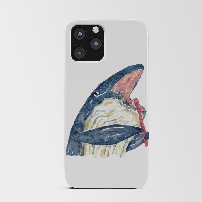 Whale brushing teeth bath watercolor painting  iPhone Card Case