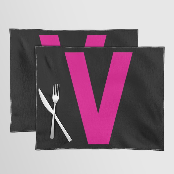 Letter V (Magenta & Black) Placemat