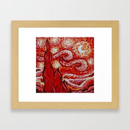 Starry Night in Red Framed Art Print