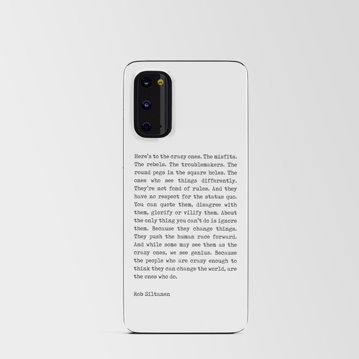 Here's to the crazy ones - Rob Siltanen - Typewriter Quote Print 1 Android Card Case