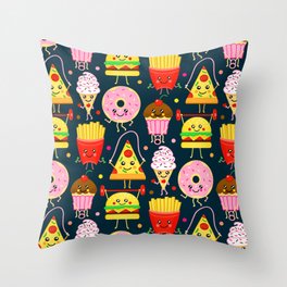 Fit Fast Food (Navy) Throw Pillow