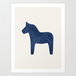 Dala Horse - Navy Blue Art Print