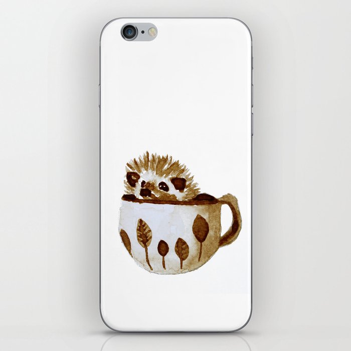 Hedgehog in a Cup Painted with Coffee iPhone Skin