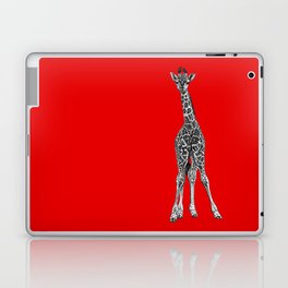 Baby giraffe - ink illustration - red Laptop & iPad Skin