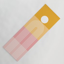 Geometric Rainbow Sun Abstract 10 in Mustard Yellow Pale Pink Yoga Mat