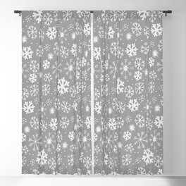 Snowflake Snowstorm In Silver Grey Blackout Curtain