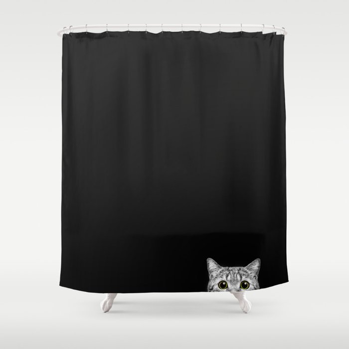 Curious Cat Peeking, Sneaky Kitty, Kitty Photography, Cat, Cats Shower Curtain