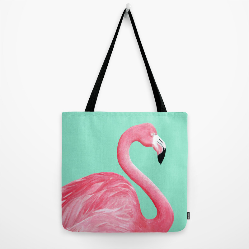 Tropical Flamingo Storage Bag Pink Shopping Tote Bag Carry Cute Animal 