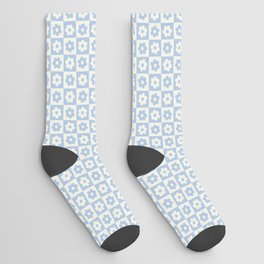 Flower Checker Baby Blue Socks