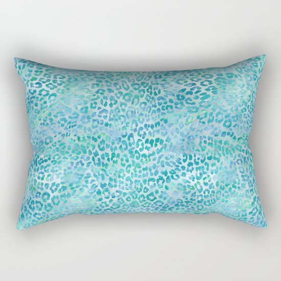 Blue Leopard Print Rectangular Pillow