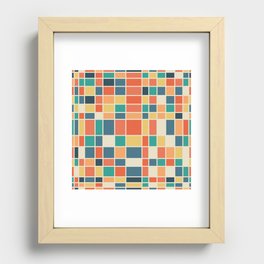 Mid Century Modern Abstract retro colored Grid pattern - Retro Colors Recessed Framed Print