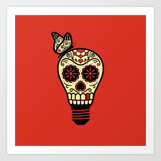 Noche de los Muertos - Rojo Art Print
