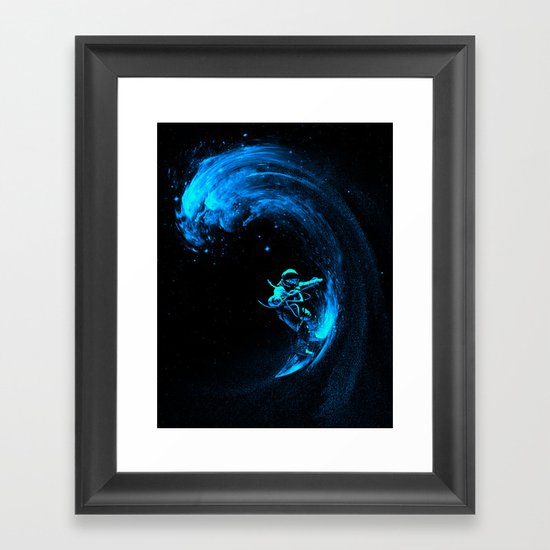 Space Surfing Framed Art Print