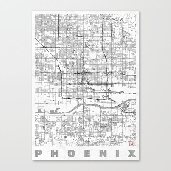 Phoenix City Map Line Canvas Print