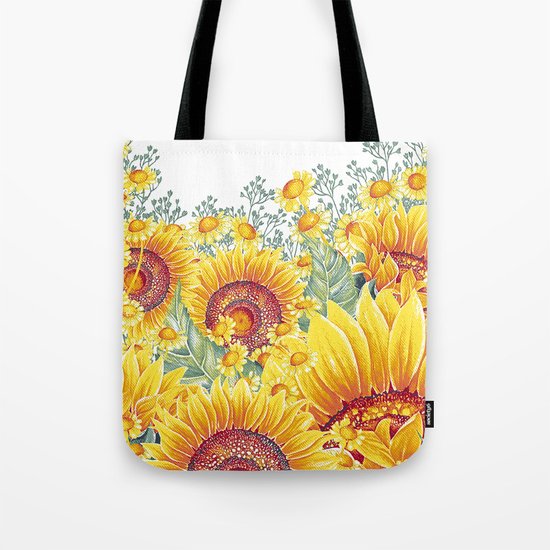 Vintage Garden 15 (Sunflower Field) Tote Bag
