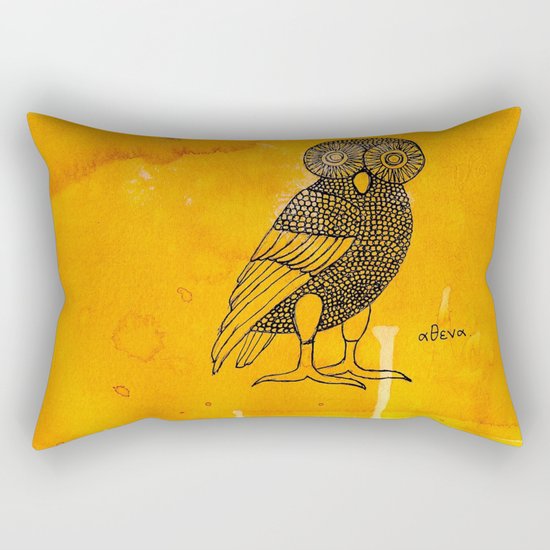 ATHENA'S OWL IN TEA & COFFEE BACKGROUND Rectangular Pillow