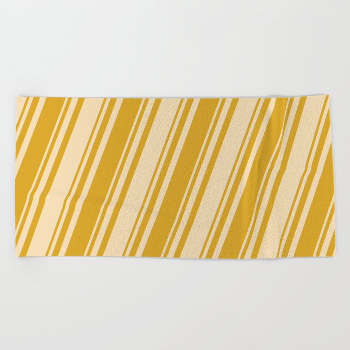 Goldenrod and Tan Colored Striped/Lined Pattern Beach Towel