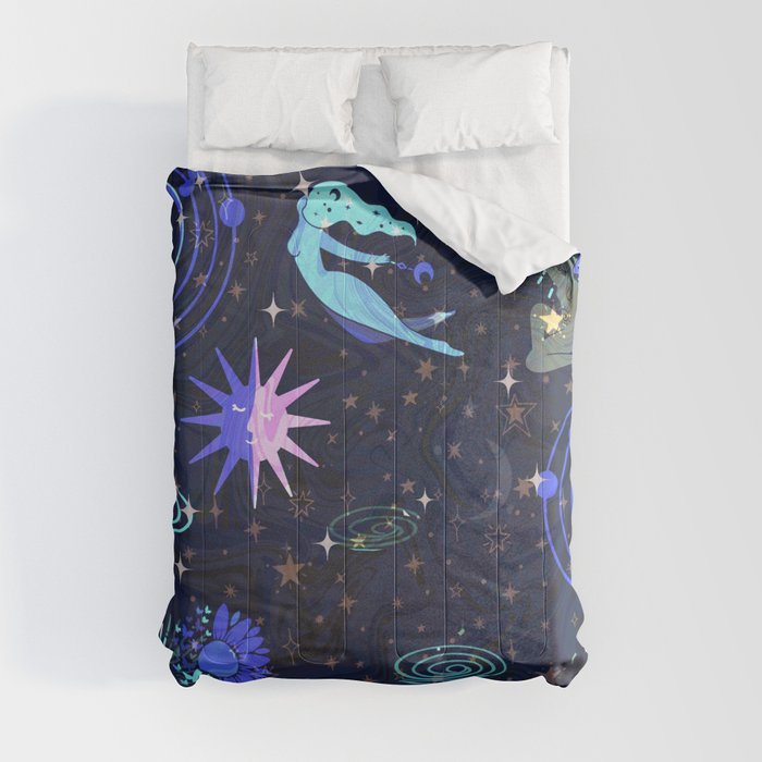 Cosmic goddess blue glow  Comforter