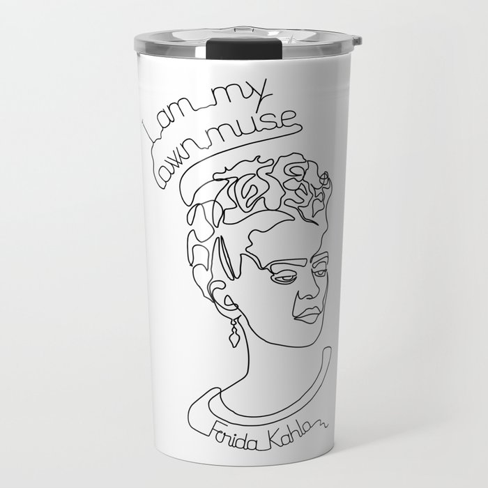 Frida Kahlo continuous line art print Travel Mug