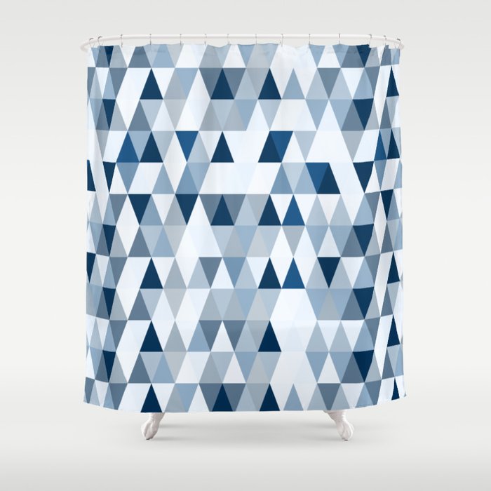 Ice Blue Scandinavian Triangles Shower Curtain