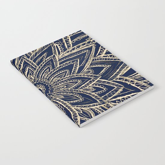 Cute Retro Gold abstract Flower Drawing geometric Notebook
