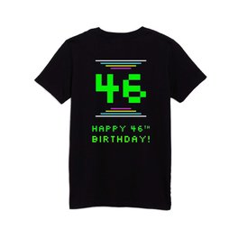 [ Thumbnail: 46th Birthday - Nerdy Geeky Pixelated 8-Bit Computing Graphics Inspired Look Kids T Shirt Kids T-Shirt ]