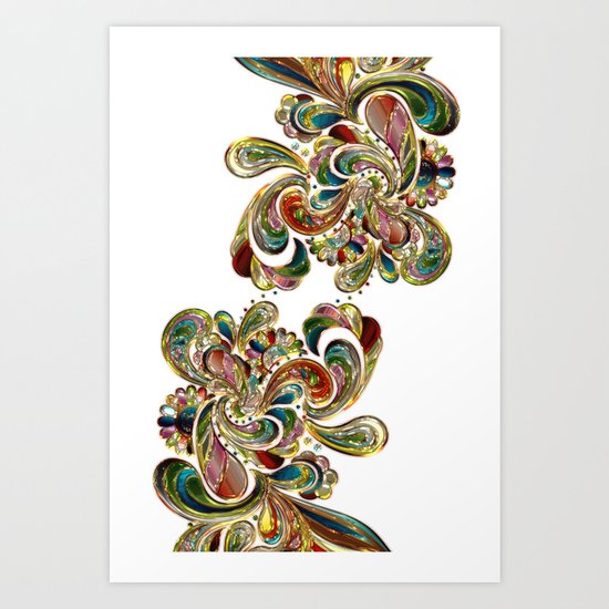 Liquid Bling Paisley Tattoo Art Print