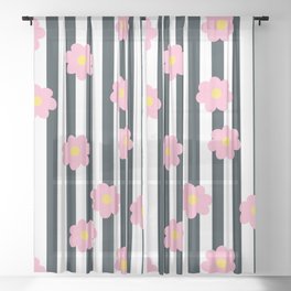 Floral Stripes Sheer Curtain