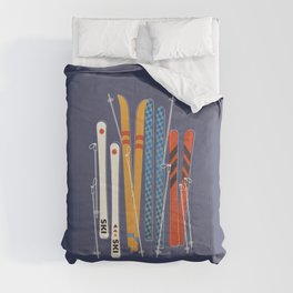 Retro Colorful Skis Comforter
