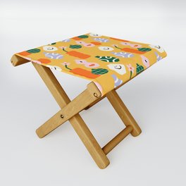 Vintage Retro Summer Vase with Face Colorful Vibrant  Folding Stool