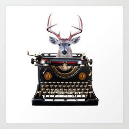 Reindeer - Deer Typewriter Author Journalist Art Print