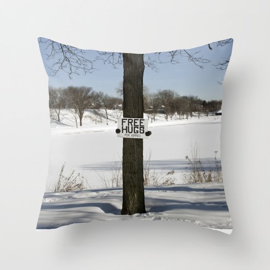 Free Hugs Tree Throw Pillow