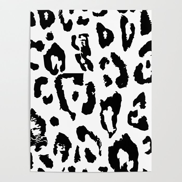 Black and White Jaguar Skin Pattern Poster
