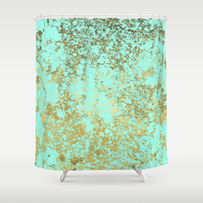 Mint And Gold Patina Design Shower Curtain By Purposely Designed Society6