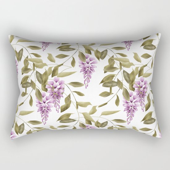 The Branches Of Wisteria . White background . Rectangular Pillow