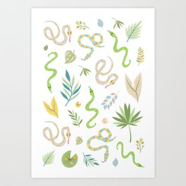 pastel muted color snake pattern Art Print