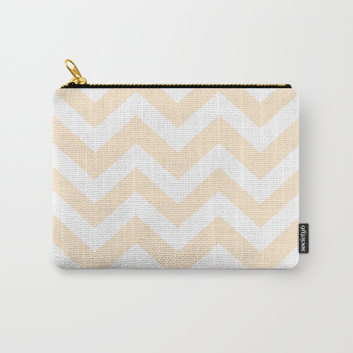Blanched almond - pink color -  Zigzag Chevron Pattern Carry-All Pouch